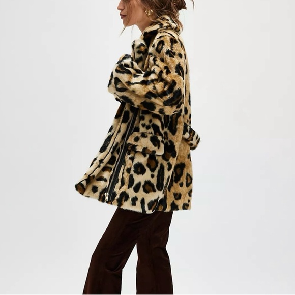 Free People Leopard Print Teddy Jacket - Picture 1 of 6